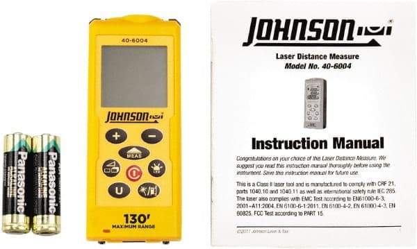 Johnson Level & Tool - 0.05 m to 39.62 m, Laser Distance Finder - 2 AA Alkaline Battery, Accurate to 1/16 Inch - Caliber Tooling