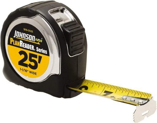 Johnson Level & Tool - 25' x 1-1/16" Tape Measure - 1/16" Graduation, Inch Graduation Style - Caliber Tooling