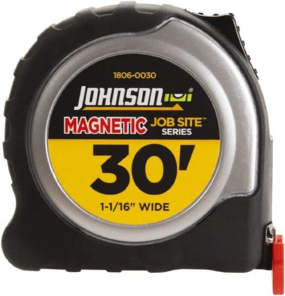 Johnson Level & Tool - 30' x 1-1/16" Tape Measure - 1/16" Graduation, Inch Graduation Style - Caliber Tooling