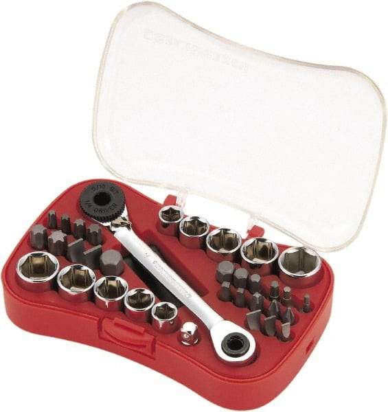 GearWrench - 35 Piece 1/4" Drive Ratchet Socket Set - Comes in Blow Molded Case - Caliber Tooling