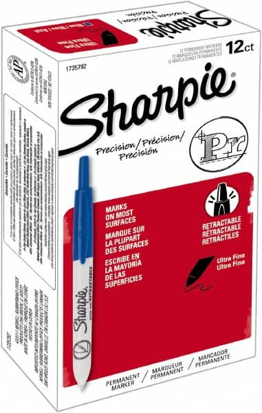 Sharpie - Blue Permanent Marker - Retractable Ultra Fine Tip, Alcohol Based Ink - Caliber Tooling