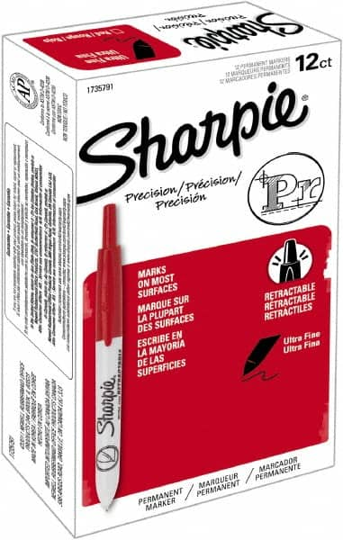 Sharpie - Red Permanent Marker - Retractable Ultra Fine Tip, Alcohol Based Ink - Caliber Tooling