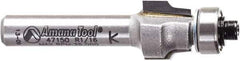 Amana Tool - 1/2" Cut Diam, 3/8" Length of Cut, 2 Flute Laminate Trim Edge Profile Router Bit - Carbide-Tipped, 1/4" Shank Diam, 1-7/8" OAL, Uncoated - Caliber Tooling