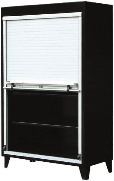 Strong Hold - 4 Shelf Roll Up Storage Cabinet - Steel/Aluminum, 48" Wide x 24" Deep x 78" High, Dark Gray - Caliber Tooling