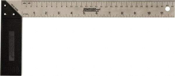 Johnson Level & Tool - 12" Blade Length x 1-1/2" Blade Width, 5-7/8" Base Length x 1-1/2" Base Width Stainless Steel Square - 0.008" Accuracy - Caliber Tooling