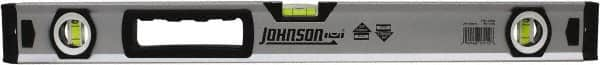 Johnson Level & Tool - 24" Long 3 Vial Box Beam Level - Aluminum, Yellow, 2 Plumb & 1 Level Vials - Caliber Tooling