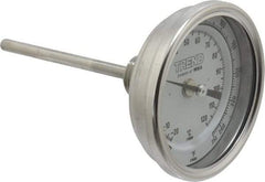 Wika - 4 Inch Long Stem, 3 Inch Dial Diameter, Stainless Steel, Back Connected Bi-Metal Thermometer - -20 to 120°C, 1% Accuracy - Caliber Tooling