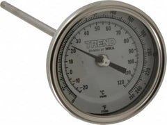 Wika - 9 Inch Long Stem, 3 Inch Dial Diameter, Stainless Steel, Back Connected Bi-Metal Thermometer - -20 to 120°C, 1% Accuracy - Caliber Tooling