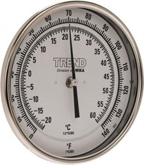 Wika - 6 Inch Long Stem, 5 Inch Dial Diameter, Stainless Steel, Back Connected Bi-Metal Thermometer - -20 to 60°C, 1% Accuracy - Caliber Tooling