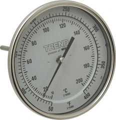 Wika - 6 Inch Long Stem, 5 Inch Dial Diameter, Stainless Steel, Back Connected Bi-Metal Thermometer - 10 to 200°C, 1% Accuracy - Caliber Tooling