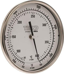 Wika - 9 Inch Long Stem, 5 Inch Dial Diameter, Stainless Steel, Back Connected Bi-Metal Thermometer - 65 to 400°C, 1% Accuracy - Caliber Tooling