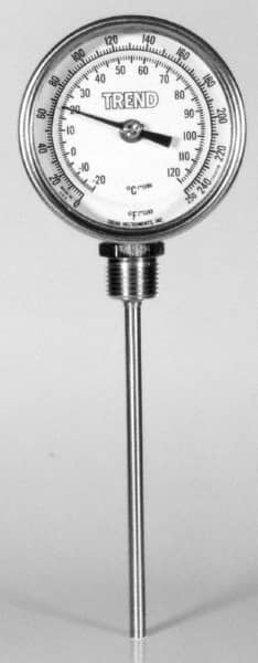 Wika - 9 Inch Long Stem, 5 Inch Dial Diameter, Stainless Steel, Bottom Connected Bi-Metal Thermometer - -20 to 60°C, 1% Accuracy - Caliber Tooling