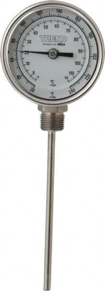 Wika - 6 Inch Long Stem, 3 Inch Dial Diameter, Stainless Steel, Bottom Connected Bi-Metal Thermometer - -5 to 115°C, 1% Accuracy - Caliber Tooling