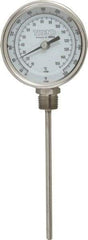 Wika - 6 Inch Long Stem, 3 Inch Dial Diameter, Stainless Steel, Bottom Connected Bi-Metal Thermometer - 10 to 150°C, 1% Accuracy - Caliber Tooling