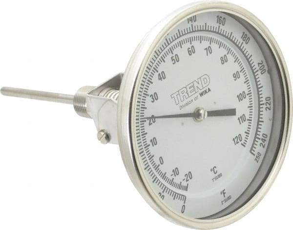 Wika - 4 Inch Long Stem, 5 Inch Dial Diameter, Stainless Steel, Adjustable Angle Bi-Metal Thermometer - -20 to 120°C, 1% Accuracy - Caliber Tooling