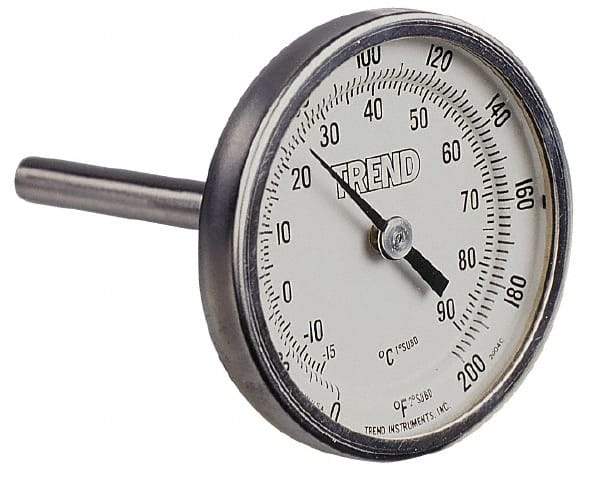 Wika - 9 Inch Long Stem, 2 Inch Dial Diameter, Stainless Steel, Back Connected Bi-Metal Thermometer - -20 to 60°C, 1% Accuracy - Caliber Tooling