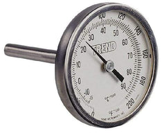 Wika - 9 Inch Long Stem, 2 Inch Dial Diameter, Stainless Steel, Back Connected Bi-Metal Thermometer - 10 to 200°C, 1% Accuracy - Caliber Tooling