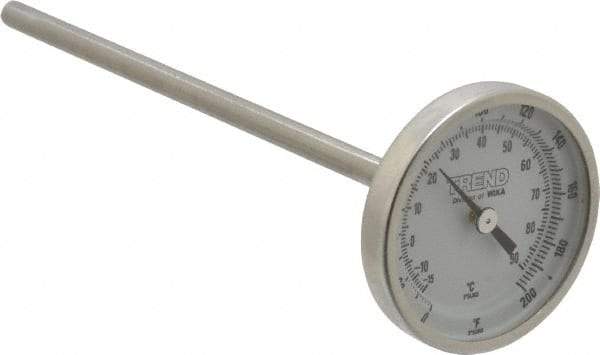 Wika - 6 Inch Long Stem, 2 Inch Dial Diameter, Stainless Steel, Back Connected Bi-Metal Thermometer - -15 to 90°C, 1% Accuracy - Caliber Tooling