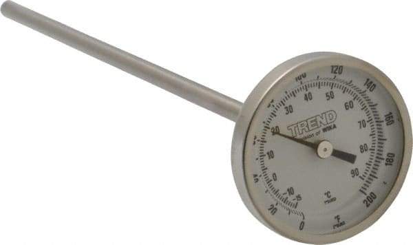 Wika - 9 Inch Long Stem, 2 Inch Dial Diameter, Stainless Steel, Back Connected Bi-Metal Thermometer - -15 to 90°C, 1% Accuracy - Caliber Tooling