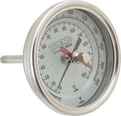 Wika - 2-1/2 Inch Long Stem, 3 Inch Dial Diameter, Stainless Steel, Back Connected Bi-Metal Thermometer - 10 to 150°C, 1% Accuracy - Caliber Tooling