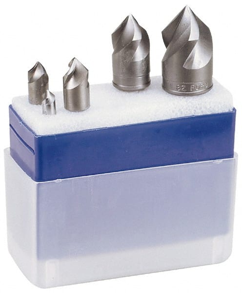 M.A. Ford - 5 Piece, 1/4 to 1" Head Diam, 60° Included Angle, Single End Countersink Set - Caliber Tooling