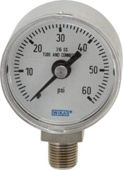 Wika - 1-1/2" Dial, 1/8 Thread, 0-60 Scale Range, Pressure Gauge - Lower Connection Mount, Accurate to 2.5% of Scale - Caliber Tooling