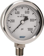 Wika - 2-1/2" Dial, 1/4 Thread, 0-1,000 Scale Range, Pressure Gauge - Lower Connection Mount, Accurate to 1.5% of Scale - Caliber Tooling