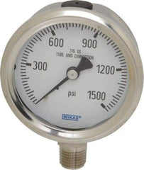 Wika - 2-1/2" Dial, 1/4 Thread, 0-1,500 Scale Range, Pressure Gauge - Lower Connection Mount, Accurate to 1.5% of Scale - Caliber Tooling