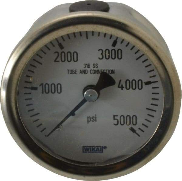 Wika - 2-1/2" Dial, 1/4 Thread, 0-5,000 Scale Range, Pressure Gauge - Center Back Connection Mount, Accurate to 1.5% of Scale - Caliber Tooling