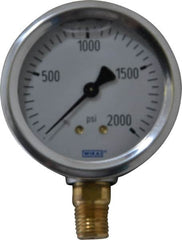 Wika - 2-1/2" Dial, 1/4 Thread, 0-2,000 Scale Range, Pressure Gauge - Lower Connection Mount, Accurate to 1.5% of Scale - Caliber Tooling