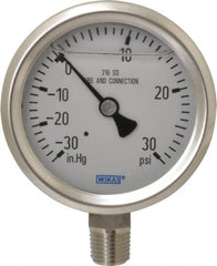 Wika - 2-1/2" Dial, 1/4 Thread, 30-0-30 Scale Range, Pressure Gauge - Lower Connection Mount, Accurate to 1.5% of Scale - Caliber Tooling