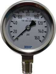 Wika - 2-1/2" Dial, 1/4 Thread, 0-160 Scale Range, Pressure Gauge - Lower Connection Mount, Accurate to 1.5% of Scale - Caliber Tooling