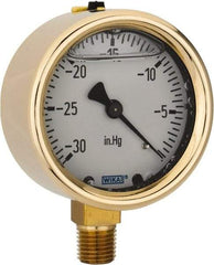 Wika - 2-1/2" Dial, 1/4 Thread, 30-0 Scale Range, Pressure Gauge - Lower Connection Mount, Accurate to 1.5% of Scale - Caliber Tooling