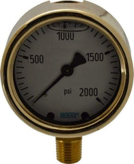 Wika - 2-1/2" Dial, 1/4 Thread, 0-2,000 Scale Range, Pressure Gauge - Lower Connection Mount, Accurate to 1.5% of Scale - Caliber Tooling