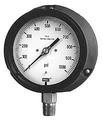 Wika - 4-1/2" Dial, 1/2 Thread, 30-0-200 Scale Range, Pressure Gauge - Lower Connection, Rear Flange Connection Mount, Accurate to 0.5% of Scale - Caliber Tooling