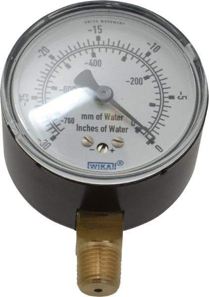 Wika - 2-1/2" Dial, 1/4 Thread, 0-30/0-760 Scale Range, Pressure Gauge - Lower Connection Mount, Accurate to 1.5% of Scale - Caliber Tooling