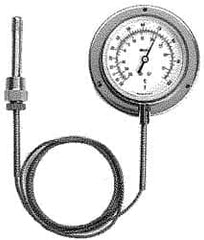 Weiss Instruments - 4-1/2 Inch, 40 to 240°F, Stainless Steel, Vapor Actuated Dial Thermometer - 15 Ft. Cap Length, Wall Mounted, Bottom Connected - Caliber Tooling