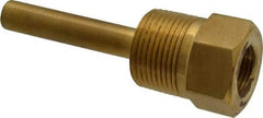 Alloy Engineering - 4 Inch Overall Length, 1 Inch Thread, Brass Standard Thermowell - 2-1/2 Inch Insertion Length - Caliber Tooling