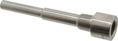 Alloy Engineering - 6 Inch Overall Length, 1/2 Inch Thread, 304 Stainless Steel Standard Thermowell - 4-1/2 Inch Insertion Length - Caliber Tooling