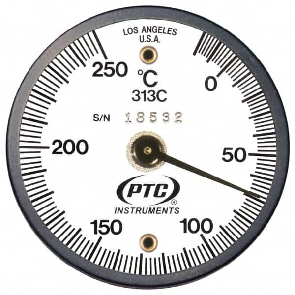 PTC Instruments - -20 to 200°C, 2 Inch Dial Diameter, Dual Magnet Mount Thermometer - 2° Division Graduation - Caliber Tooling