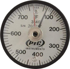 PTC Instruments - 50 to 750°F, 2 Inch Dial Diameter, Dual Magnet Mount Thermometer - 10° Division Graduation - Caliber Tooling