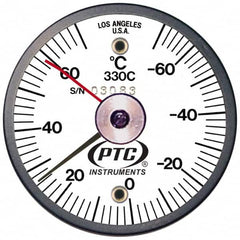 PTC Instruments - -70 to 70°C, 2 Inch Dial Diameter, Dual Magnet Mount Thermometer - 2° Division Graduation - Caliber Tooling