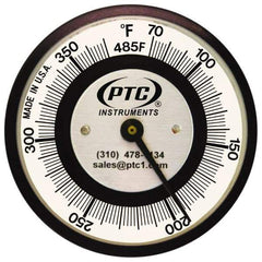 PTC Instruments - 70 to 370°F, 2 Inch Dial Diameter, Pipe Surface Clip On Thermometer - 2° Division Graduation - Caliber Tooling