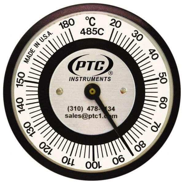 PTC Instruments - 20 to 185°C, 2 Inch Dial Diameter, Pipe Surface Clip On Thermometer - 1° Division Graduation - Caliber Tooling