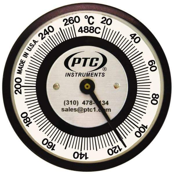 PTC Instruments - 20 to 260°C, 2 Inch Dial Diameter, Pipe Surface Spring Held Thermometer - 5° Division Graduation - Caliber Tooling