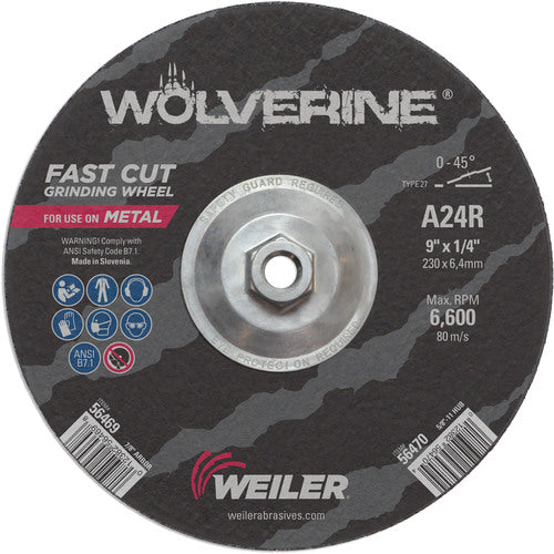 Vortec Pro 9″ × 1/4″ Type 27 Grinding Wheel, A24R, 5/8″-11 UNC Nut - Caliber Tooling