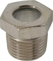 LDI Industries - 7/16" Sight Diam, 3/8" Thread, 0.72" OAL, High Pressure Fused Pipe Thread, Open View Sight Glass & Flow Sight - 3/4" Head, 1,850 Max psi, 3/8-18 Thread - Caliber Tooling