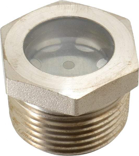 LDI Industries - 15/16" Sight Diam, 1" Thread, 1.06" OAL, High Pressure Fused Pipe Thread with Reflector Sight Glass & Flow Sight - 1-3/8" Head, 1,250 Max psi, 1 to 11-1/2 Thread - Caliber Tooling