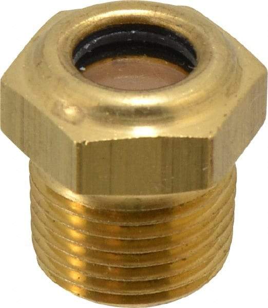 LDI Industries - 7/16" Sight Diam, 3/8" Thread, 0.88" OAL, Low Pressure Pipe Thread Lube Sight, Open View Sight Glass & Flow Sight - 3/4" Head, 30 Max psi, 3/8-18 Thread - Caliber Tooling