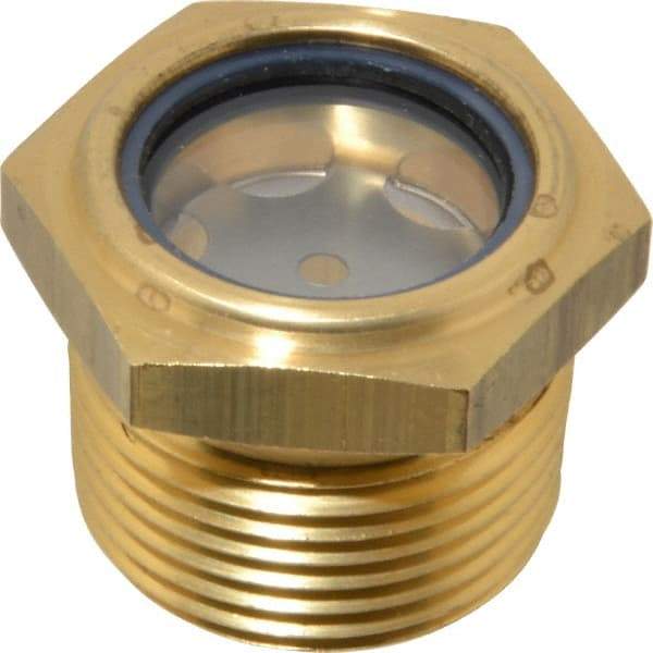 LDI Industries - 31/32" Sight Diam, 1" Thread, 1.19" OAL, Low Pressure Pipe Thread Lube Sight with Reflector Sight Glass & Flow Sight - 1-7/16" Head, 7 Max psi, 1 to 11-1/2 Thread - Caliber Tooling